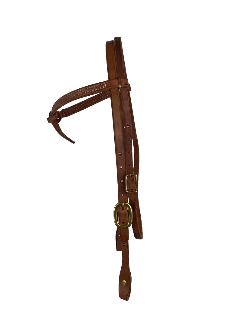 Knotted Browband Headstall W/ Brass Screw Hardware