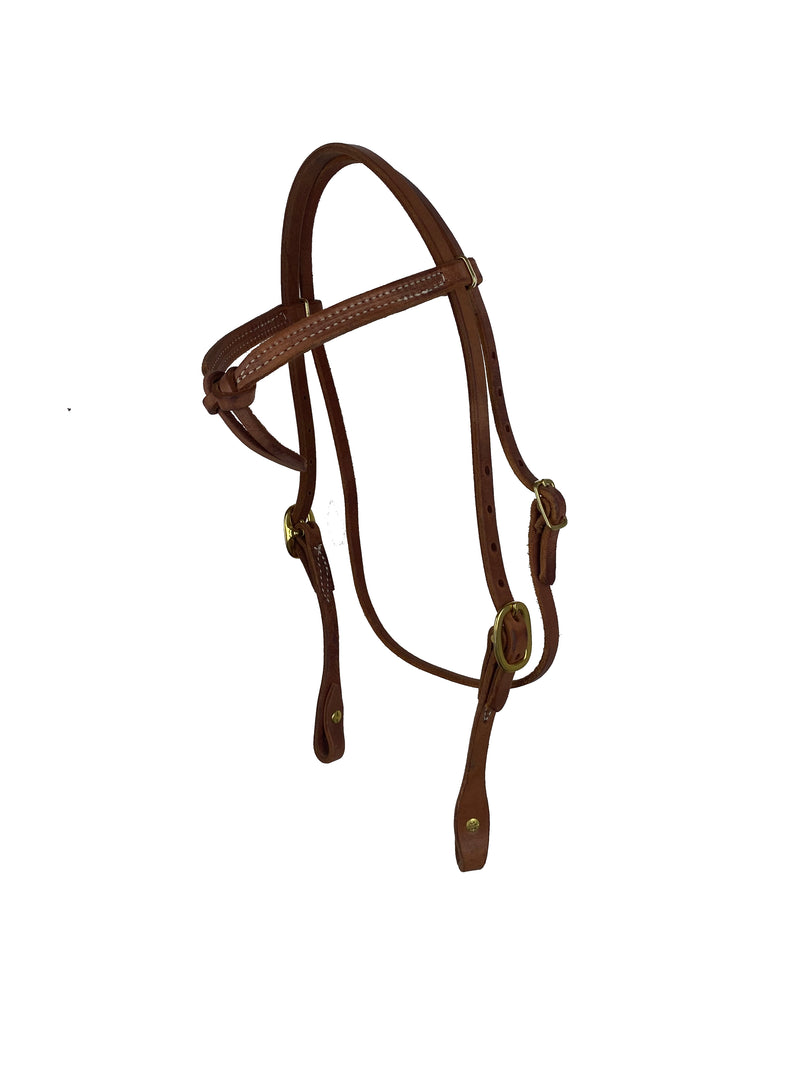 Knotted Browband Headstall W/ Brass Screw Hardware